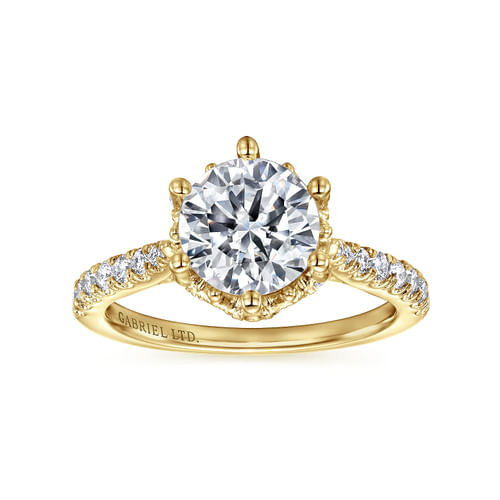 18K Yellow Gold Round Diamond Engagement Ring