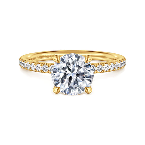 18K Yellow Gold Round Diamond Engagement Ring