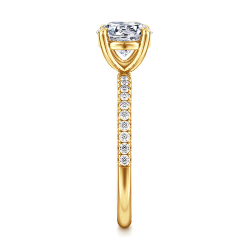 18K Yellow Gold Round Diamond Engagement Ring