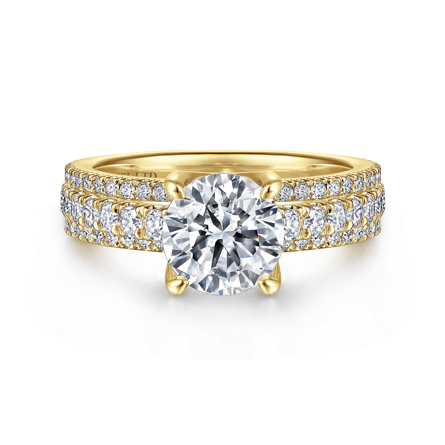 Gabriel - 18K Yellow Gold Round Diamond Split Shank Engagement Ring