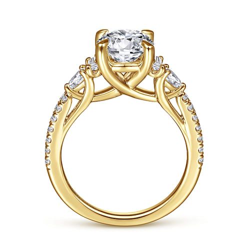 18K Yellow Gold Round Five Stone Diamond Engagement Ring