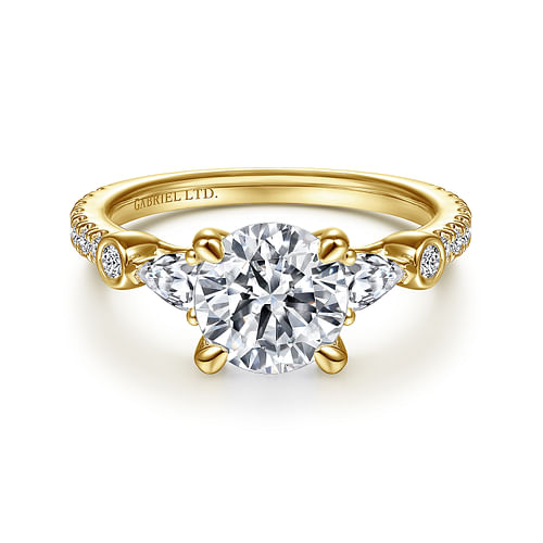 18K Yellow Gold Round Five Stone Diamond Engagement Ring