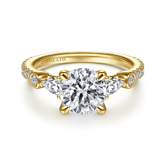 Gabriel - 18K Yellow Gold Round Five Stone Diamond Engagement Ring