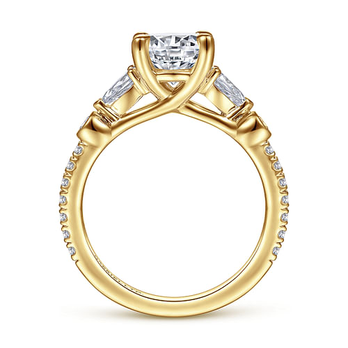 18K Yellow Gold Round Five Stone Diamond Engagement Ring