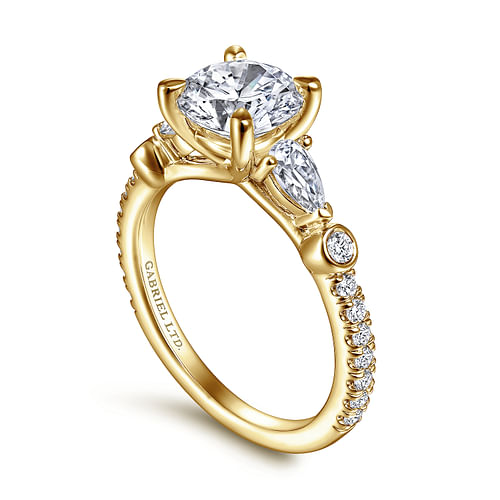 18K Yellow Gold Round Five Stone Diamond Engagement Ring