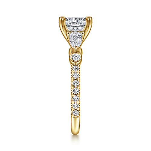 18K Yellow Gold Round Five Stone Diamond Engagement Ring