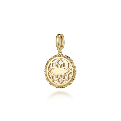 18K Yellow Gold Round Mother of Pearl Inlay Pendant