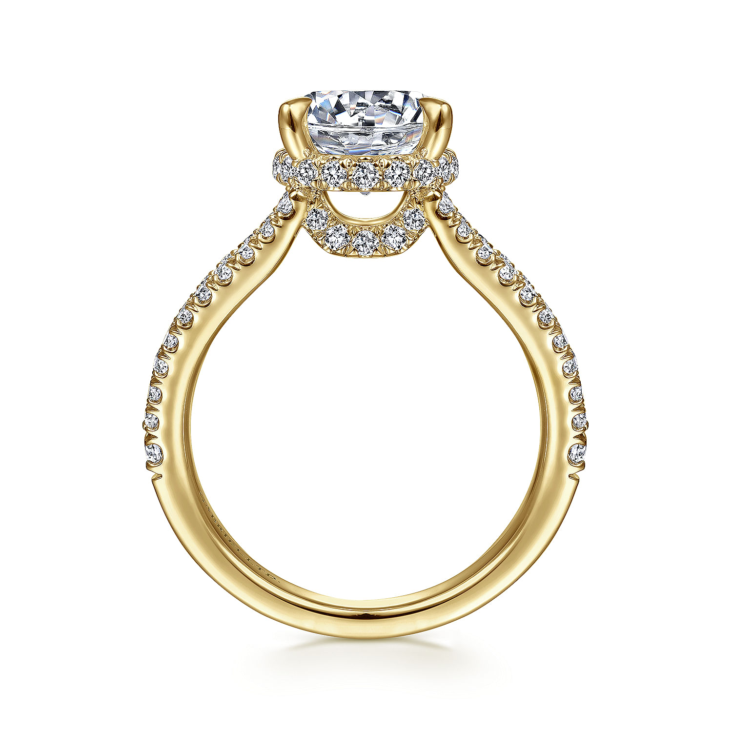 18K Yellow Gold Round Split Shank Diamond Engagement Ring