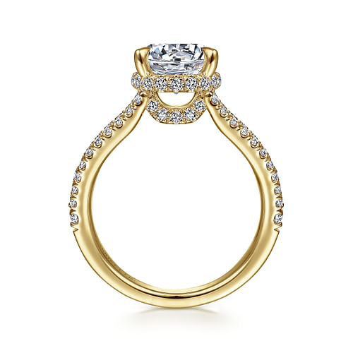 18K Yellow Gold Round Split Shank Diamond Engagement Ring