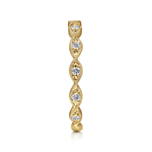 18K Yellow Gold Twisted Diamond Stackable Ring