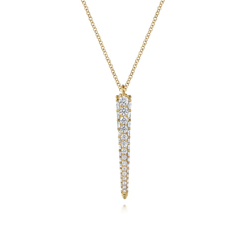 18K Yellow Gold Vertical Diamond Bar Necklace