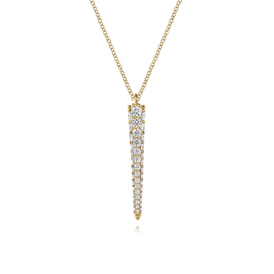18K Yellow Gold Vertical Diamond Bar Necklace
