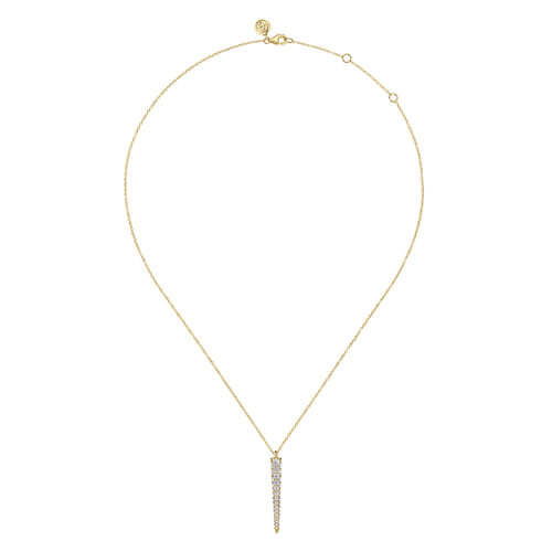18K Yellow Gold Vertical Diamond Bar Necklace