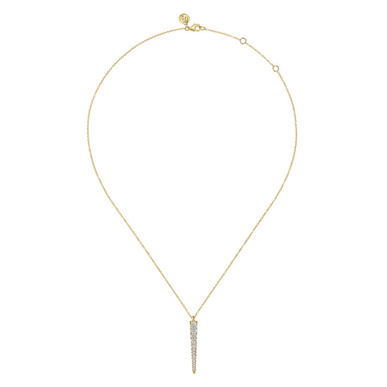 18K Yellow Gold Vertical Diamond Bar Necklace angle 2