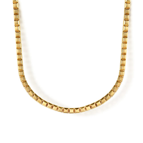 18K Yellow Plain Gold Tennis Necklace