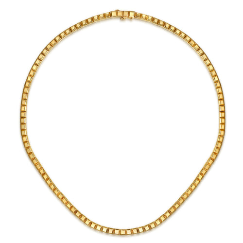 18K Yellow Plain Gold Tennis Necklace