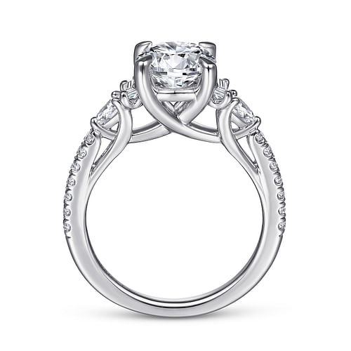 18k White Gold Five Stone Round Diamond Engagement Ring