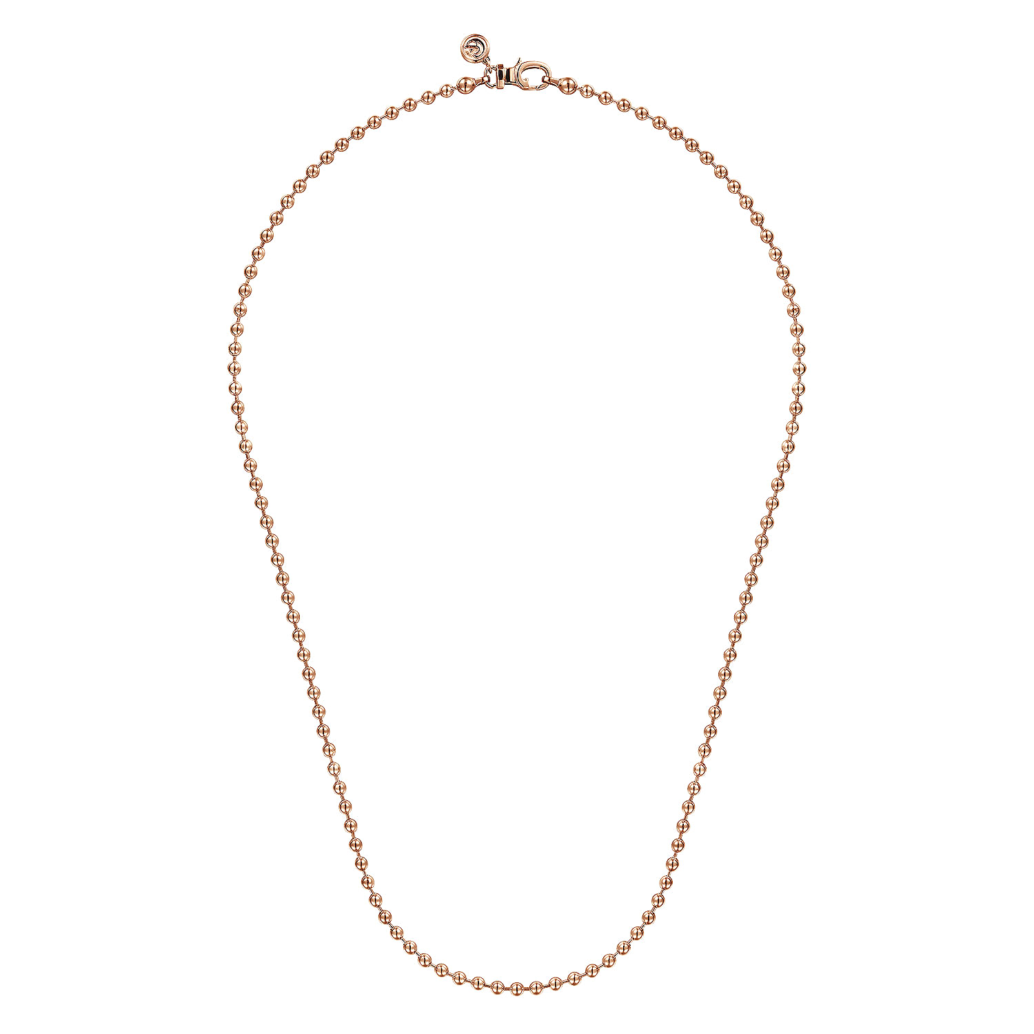 20 Inch 14K Rose Gold 3mm Ball Hollow Chain Necklace