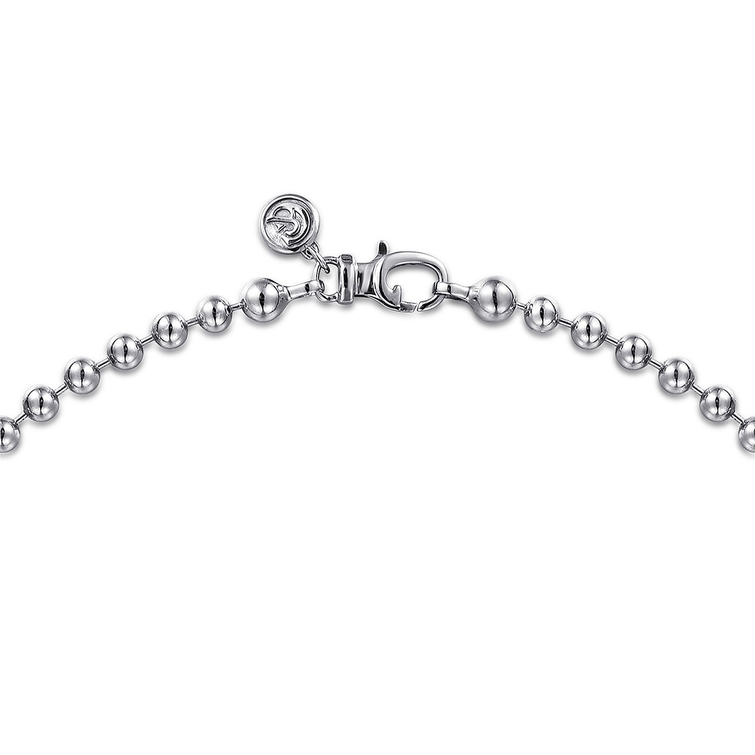 20 Inch 14K White Gold  4mm Ball Hollow Chain Necklace