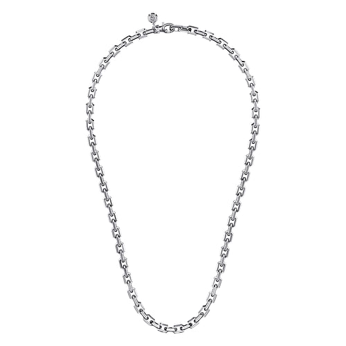 20 Inch 925 Sterling Silver Solid Faceted Men's Link Chain Necklace