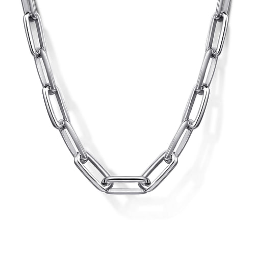 20 Inch 925 Sterling Silver Solid Faceted Men's Link Chain Necklace