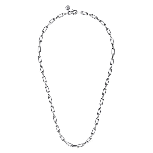 20 Inch 925 Sterling Silver Solid Faceted Men's Link Chain Necklace