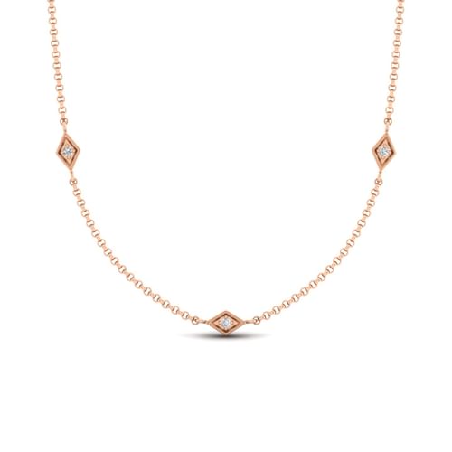 20 inch 14K Rose Gold Diamond Station DBY Necklace