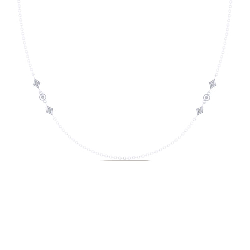 20 inch 14K White Gold Diamond Station DBY Necklace