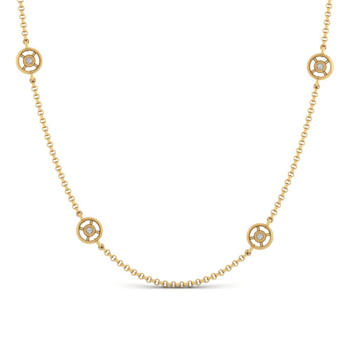 20 inch 14K Yellow Gold Diamond Station DBY Necklace