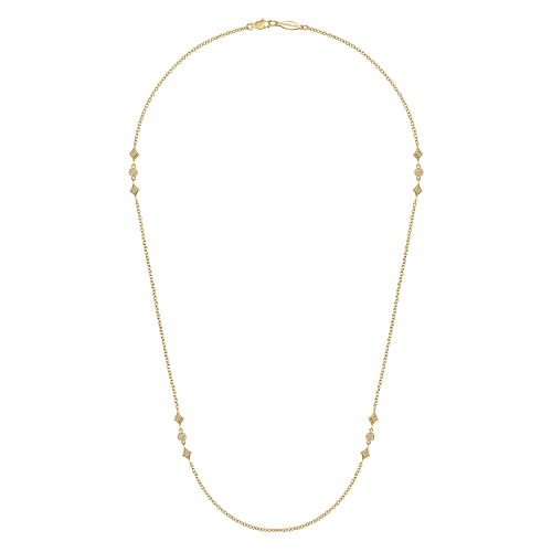 20 inch 14K Yellow Gold Geometric Shapes Diamond Station Necklace