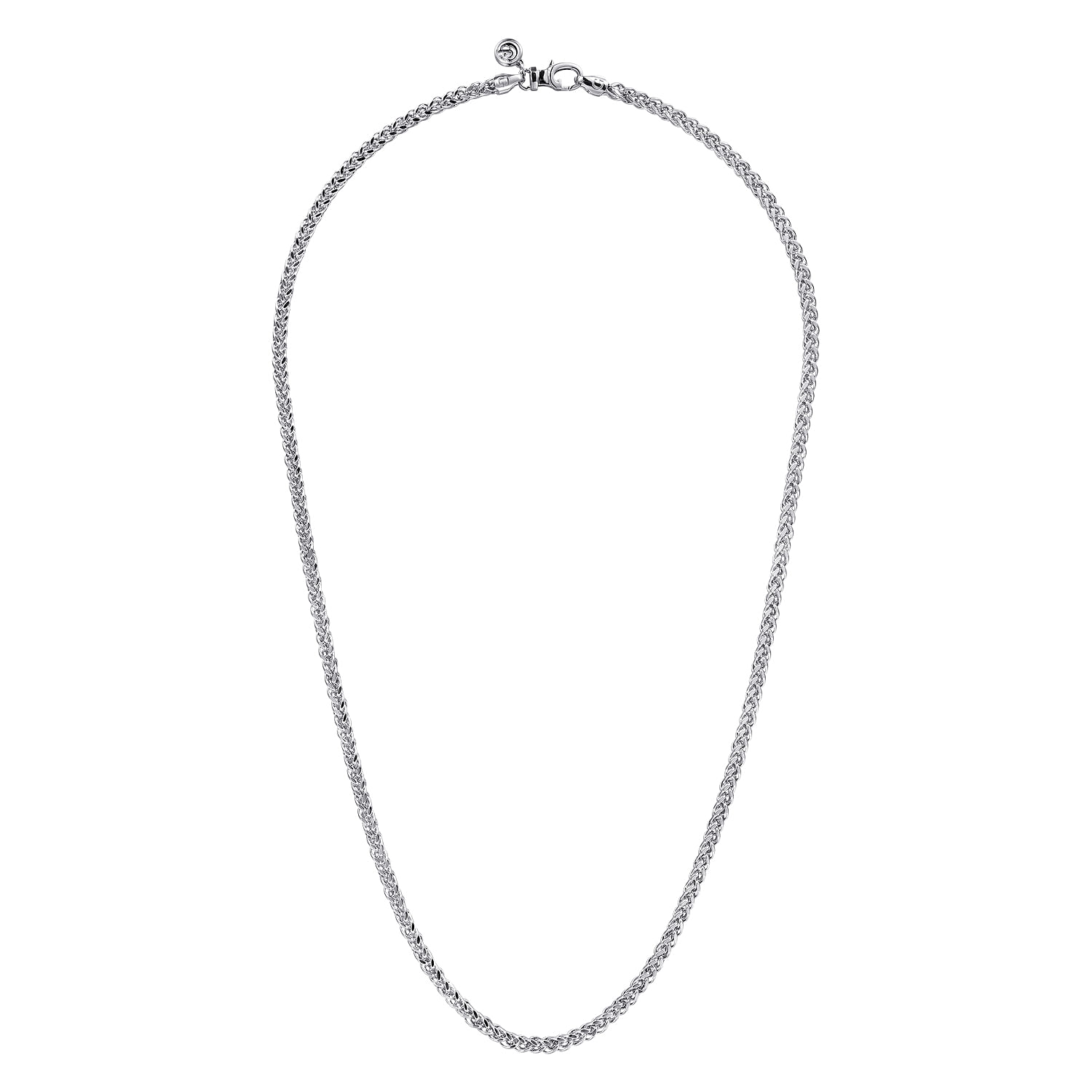 22 Inch 14K White Gold Hollow Men's Wheat Chain Necklace