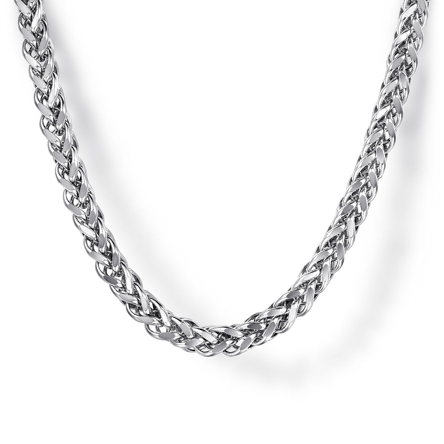 22 Inch 14K White Gold Men's Wheat Chain Necklace