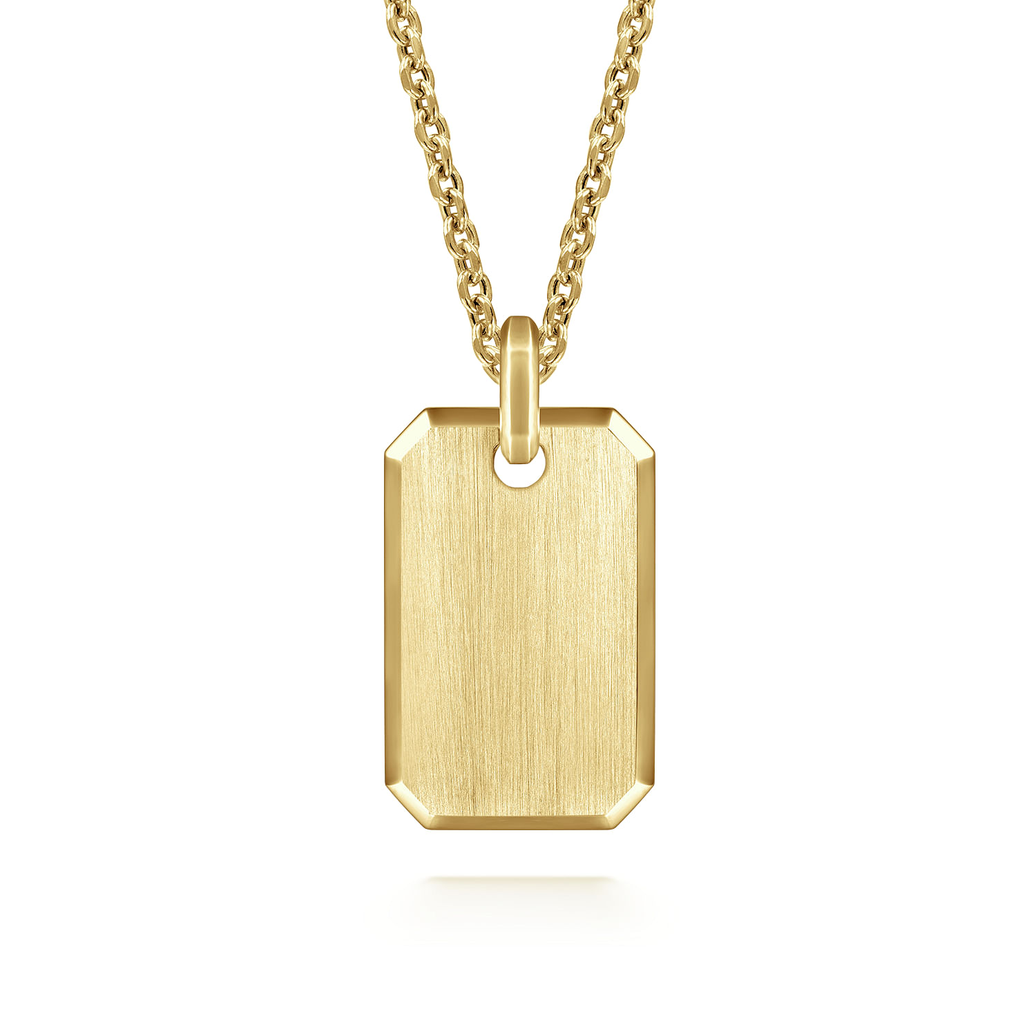 Gabriel - 22 Inch 14K Yellow Gold Chain and Dog Tag Pendant Necklace