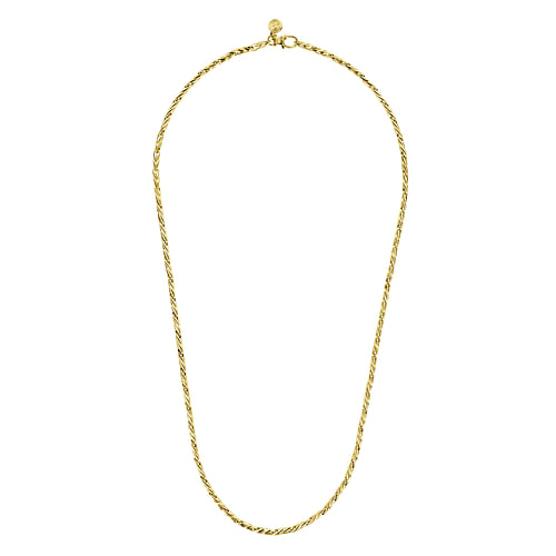 22 Inch 14K Yellow Gold Hollow Men's Link Chain Necklace