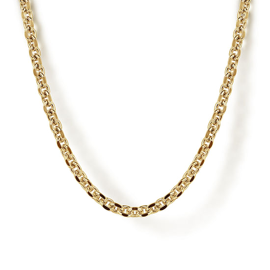 Gabriel - 22 Inch 14K Yellow Gold Hollow Men's Link Chain Necklace