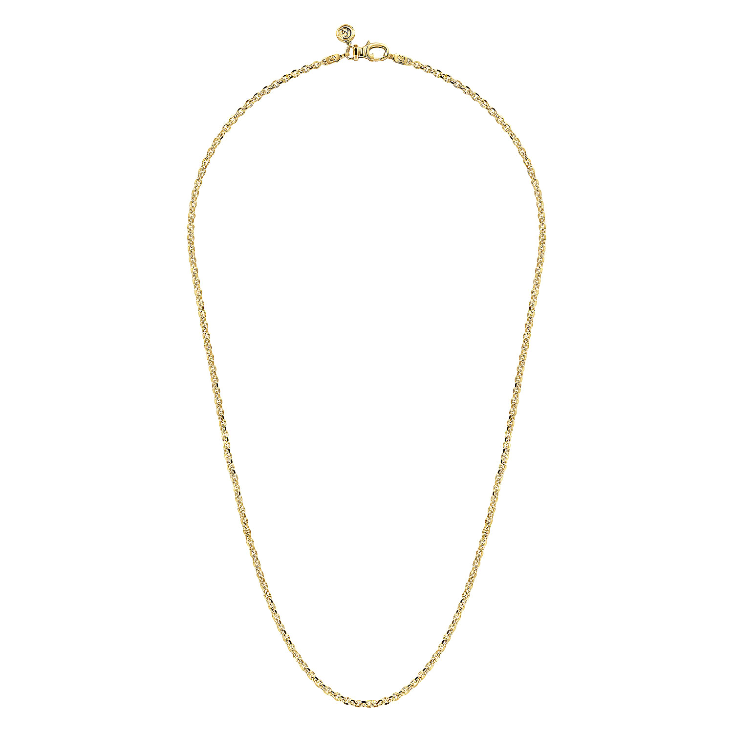 22 Inch 14K Yellow Gold Hollow Men's Link Chain Necklace