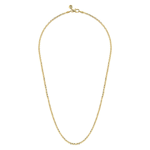 22 Inch 14K Yellow Gold Hollow Men's Link Chain Necklace