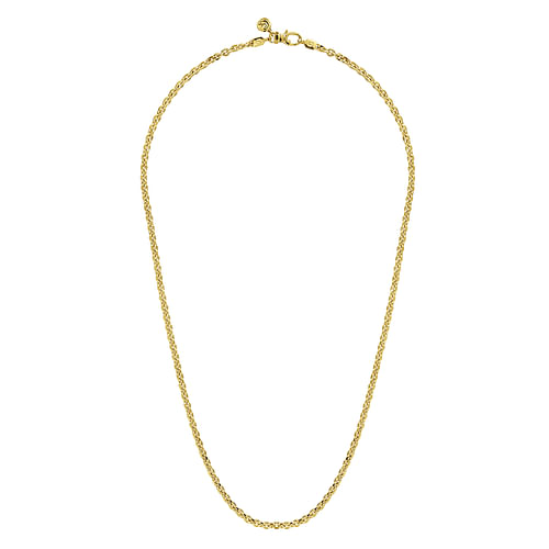 22 Inch 14K Yellow Gold Hollow Men's Link Chain Necklace