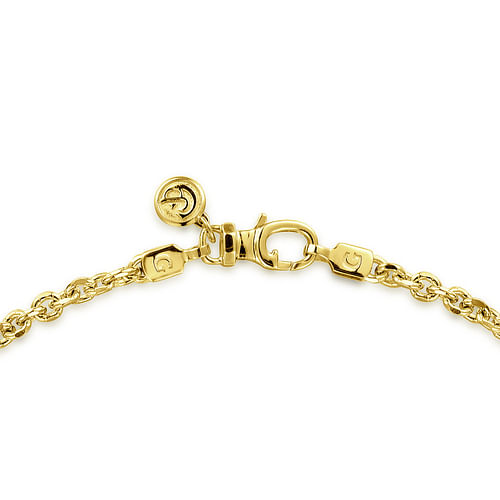 22 Inch 14K Yellow Gold Hollow Men's Link Chain Necklace