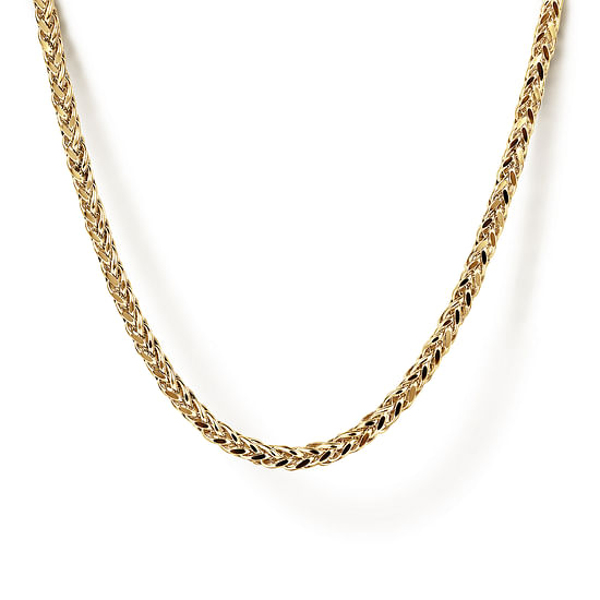 Gabriel - 22 Inch 14K Yellow Gold Hollow Men's Wheat Chain Necklace