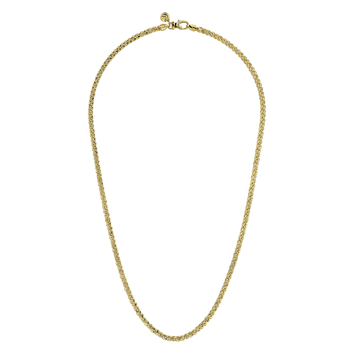 22 Inch 14K Yellow Gold Hollow Men's Wheat Chain Necklace
