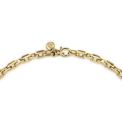 22 Inch 14K Yellow Gold Solid Faceted Men's Link Chain Necklace