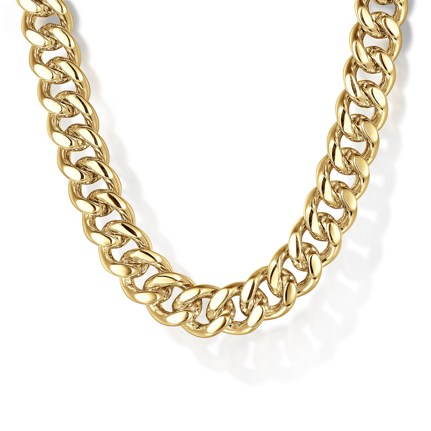 22 Inch 7mm 14K Yellow Gold Solid Men's Diamond Cut Chain Link Necklace