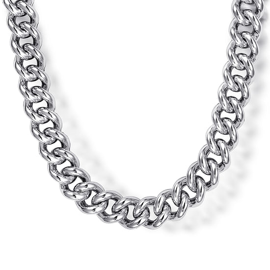 Gabriel - 22 Inch 7mm 925 Sterling Silver Solid Men's Cuban Link Chain Necklace