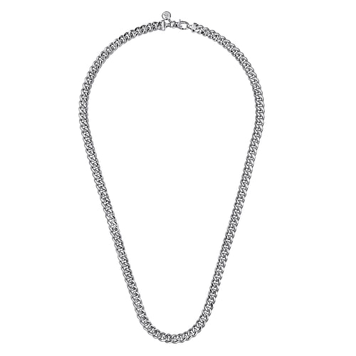 22 Inch 7mm 925 Sterling Silver Solid Men's Diamond Cut Cuban Link Chain Necklace