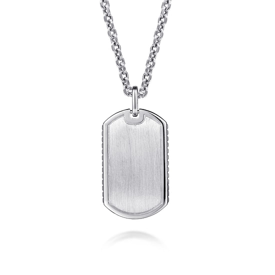 Gabriel - 22 Inch 925 Sterling Silver Dog Tag Pendant Necklace