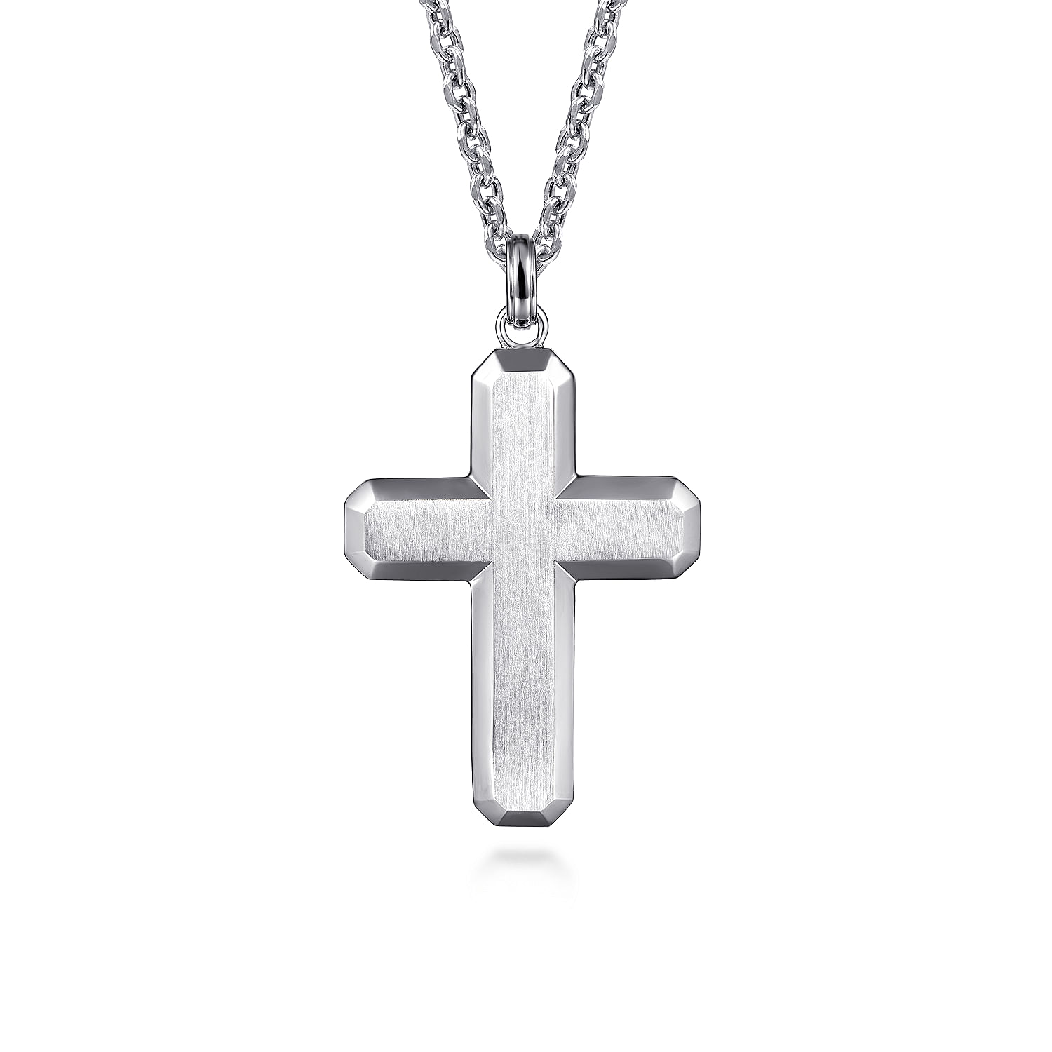 22 Inch 925 Sterling Silver Geometric Cross Link Chain Necklace