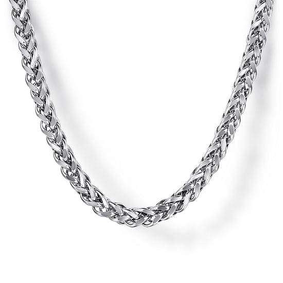 Gabriel - 22 Inch 925 Sterling Silver Solid Men's Wheat Chain Necklace 