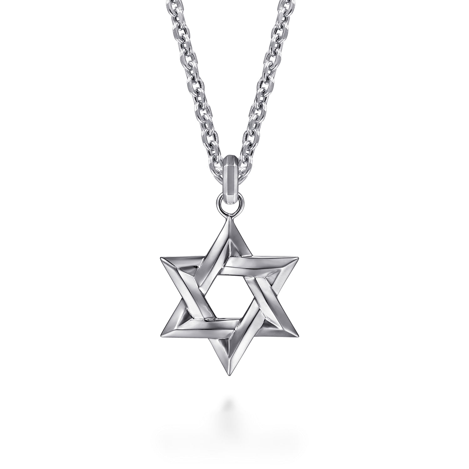 Gabriel - 22 Inch 925 Sterling Silver Star of David Link Chain Necklace