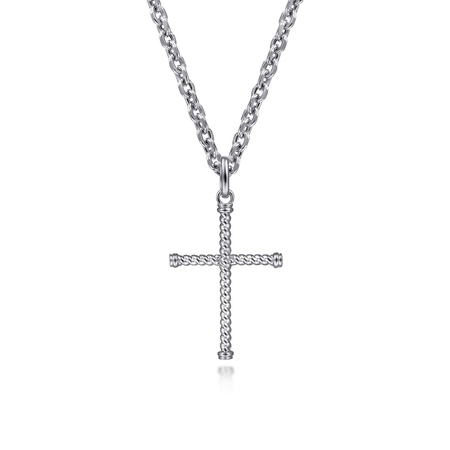 Gabriel - 22 Inch 925 Sterling Silver Twisted Rope Cross Link Chain Necklace